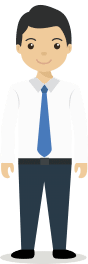 Cartoon image of a man in a shirt and tie